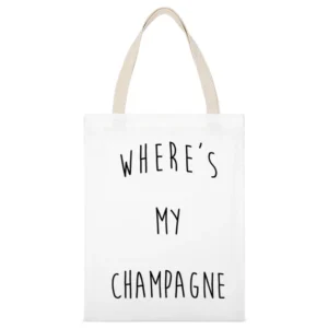 Where Is My Champagne Funny Instagram Blogger Graphic White Canvas Tote Shopping Bag
