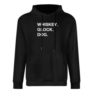 Whiskey Glock Dog Sans Serif White European Size Men Hoodie