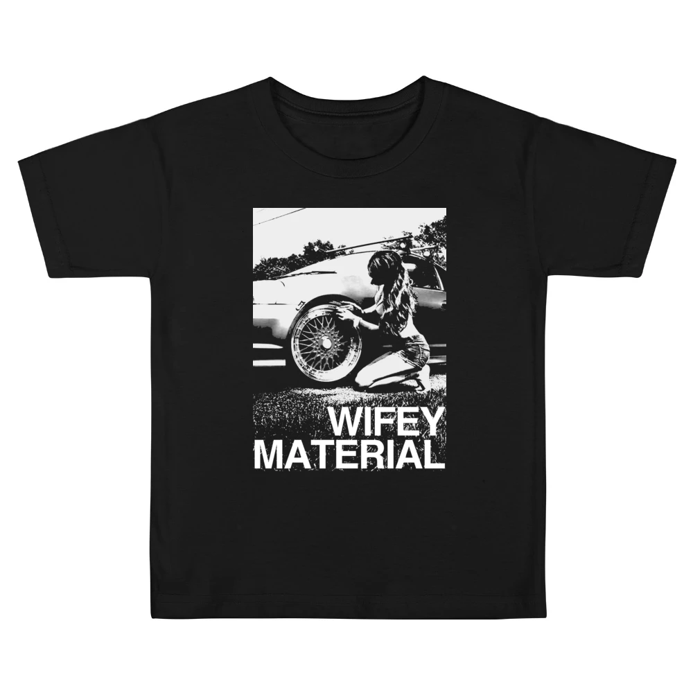 Wifey Material Sexy Car Girl Funny Graphic Tee Shirt Kids Boys Girls T-Shirt
