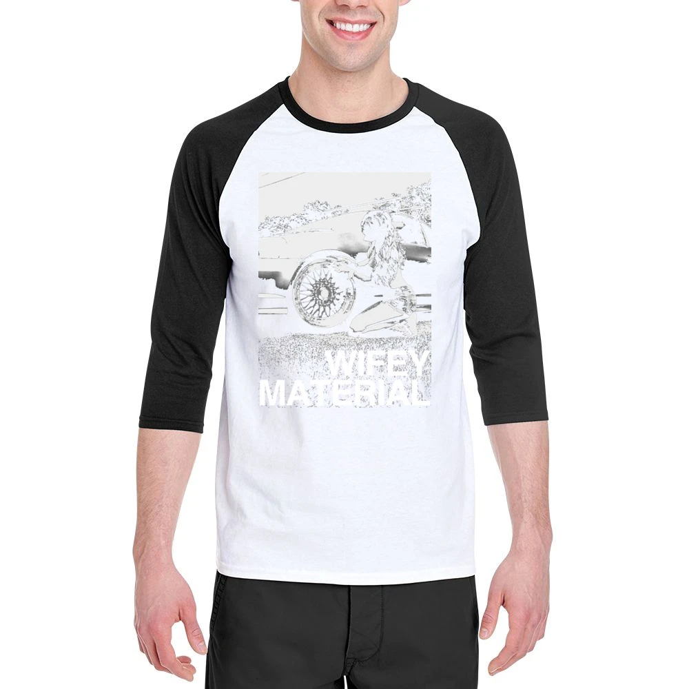 Wifey Material Sexy Car Girl Funny Graphic Tee Shirt Men 3/4 Sleeve T-Shirt