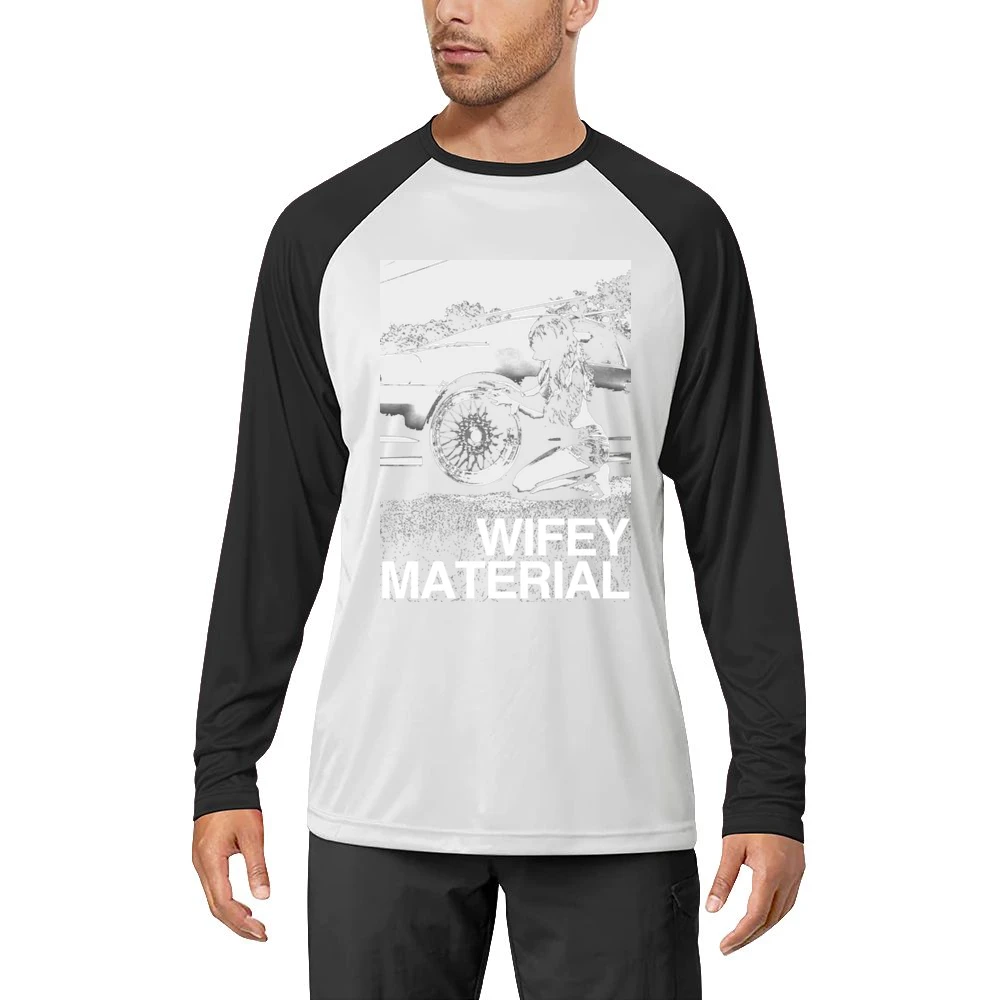 Wifey Material Sexy Car Girl Funny Graphic Tee Shirt Men Long Sleeve T-Shirt