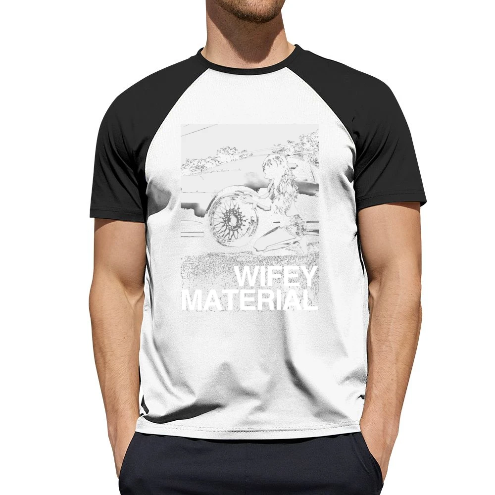 Wifey Material Sexy Car Girl Funny Graphic Tee Shirt Men Short Sleeve T-Shirt