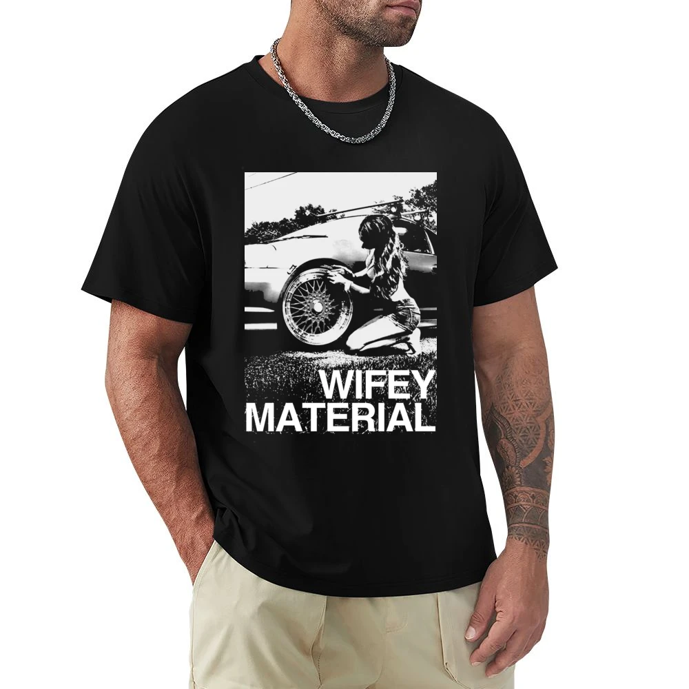 Wifey Material Sexy Car Girl Funny Graphic Tee Shirt Premium Men T-shirt