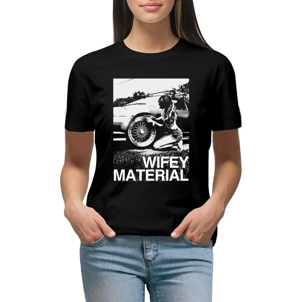 Wifey Material Sexy Car Girl Funny Graphic Tee Shirt Premium Women Ladies T-shirt