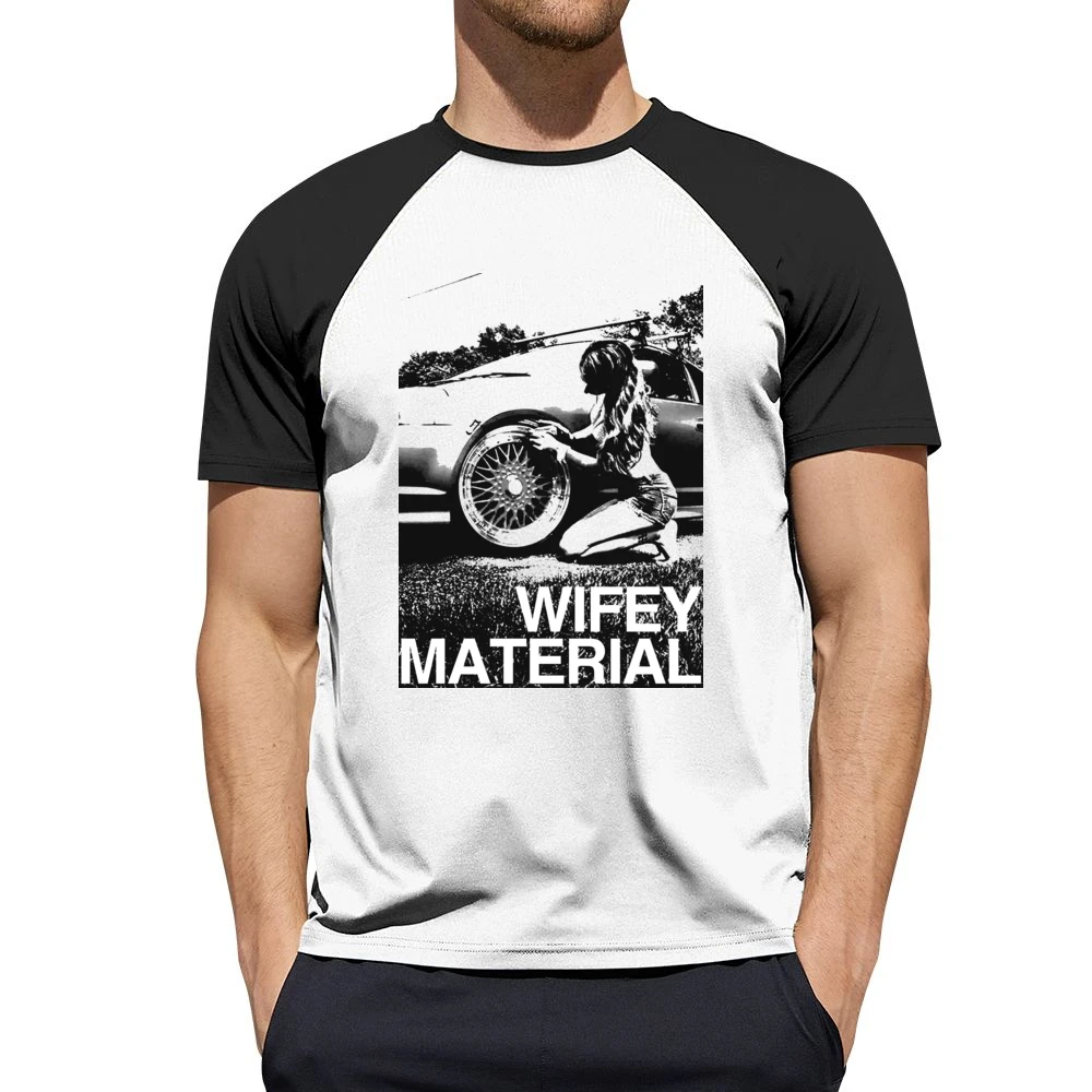 Wifey Material Sexy Car Girl Wife Fun Graphic Tee Shirt Men Short Sleeve T-Shirt
