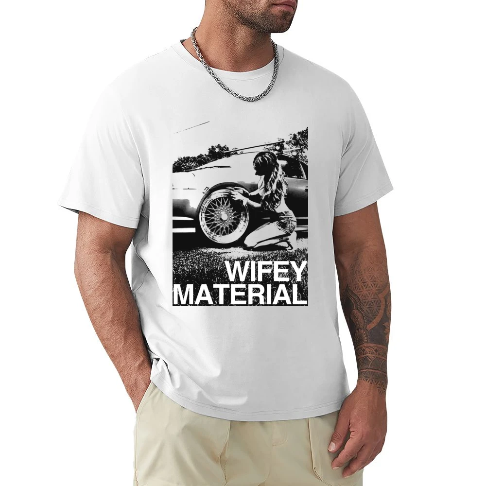 Wifey Material Sexy Car Girl Wife Fun Graphic Tee Shirt Premium Men T-shirt