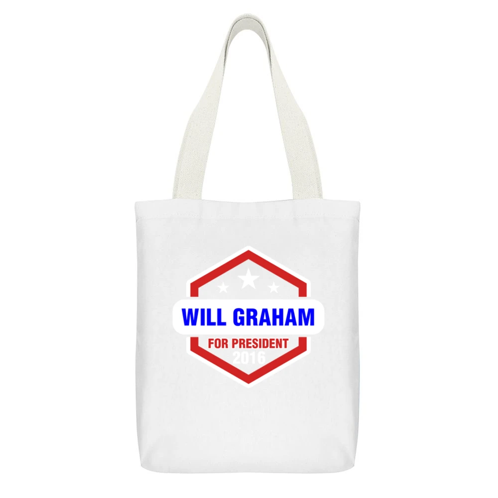 Will Graham For President 2016 Hannibal TV Show White Canvas Tote Shopping Bag With Interior Pocket