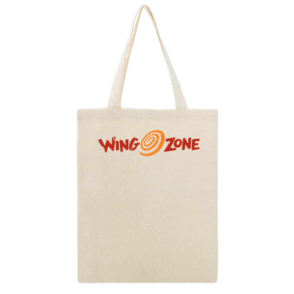 Wing Zone Fast Food Restaurant Distressed Look Beige Canvas Tote Shopping Bag