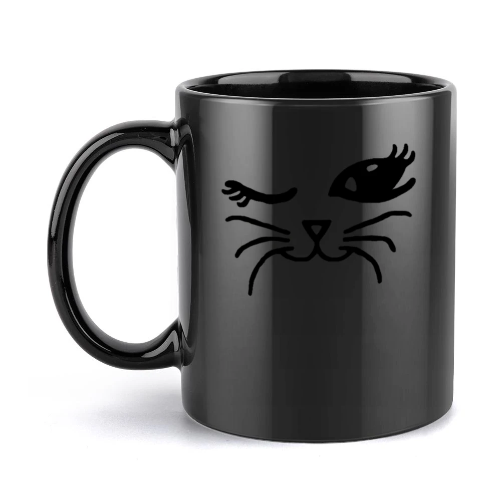 Winking Cat Fun Popular Cat Lover Graphic Feline Tee Shirt Black Mug