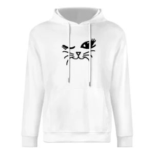 Winking Cat Fun Popular Cat Lover Graphic Feline Tee Shirt European Size Men Hoodie
