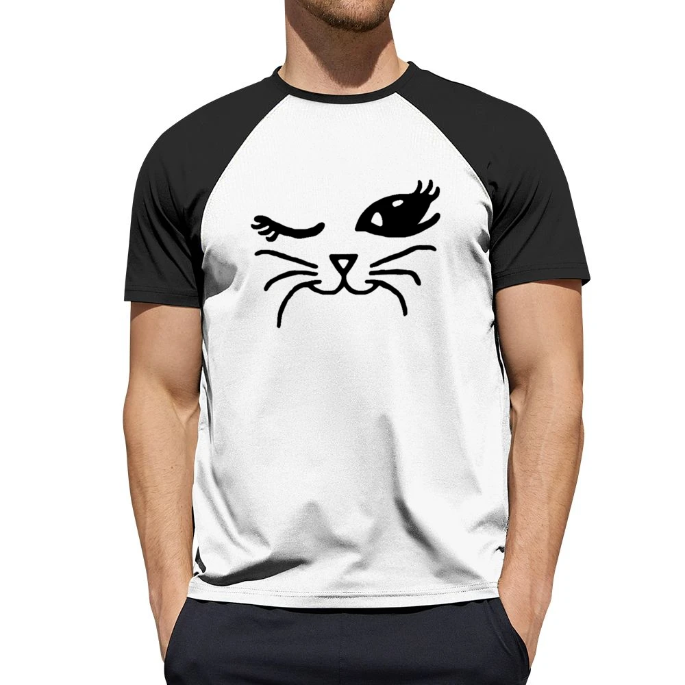 Winking Cat Fun Popular Cat Lover Graphic Feline Tee Shirt Men Short Sleeve T-Shirt
