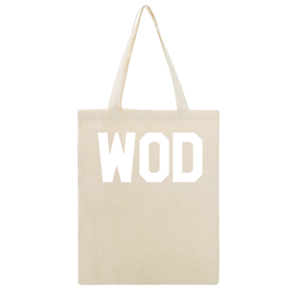Wod Workout Of The Day Cool Crossfit Fitness Athlete Gym Graphic T Shi Beige Canvas Tote Shopping Bag