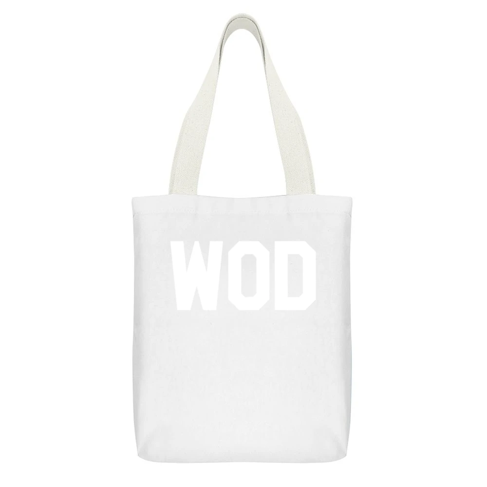 Wod Workout Of The Day Cool Crossfit Fitness Athlete Gym Graphic T Shi White Canvas Tote Shopping Bag With Interior Pocket