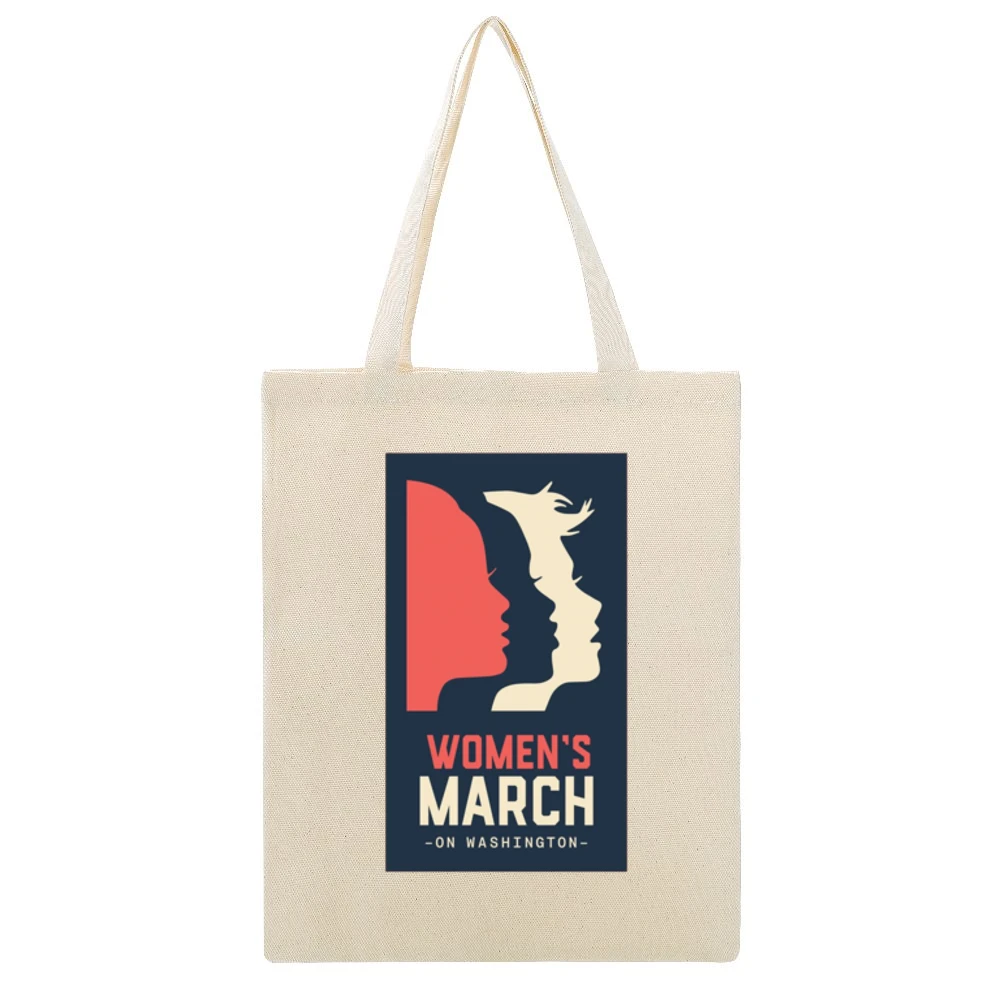 Womans March on Washington Pink Tshirt Beige Canvas Tote Shopping Bag