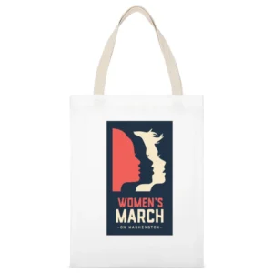 Womans March on Washington Pink Tshirt White Canvas Tote Shopping Bag