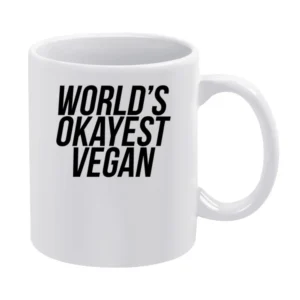 Worlds Okayest Vegan Funny Popular Graphic White Mug