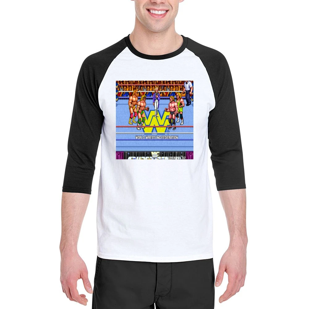 Wrestling Video Game Tshirt Men 3/4 Sleeve T-Shirt