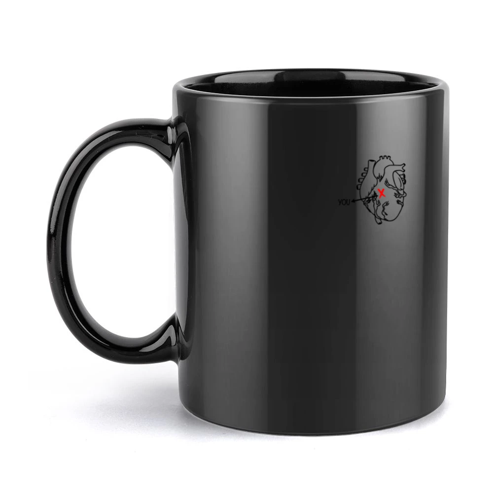 X Marks The Spot Love You Cute Little Anatomical Heart Fun Grunge Grap Black Mug