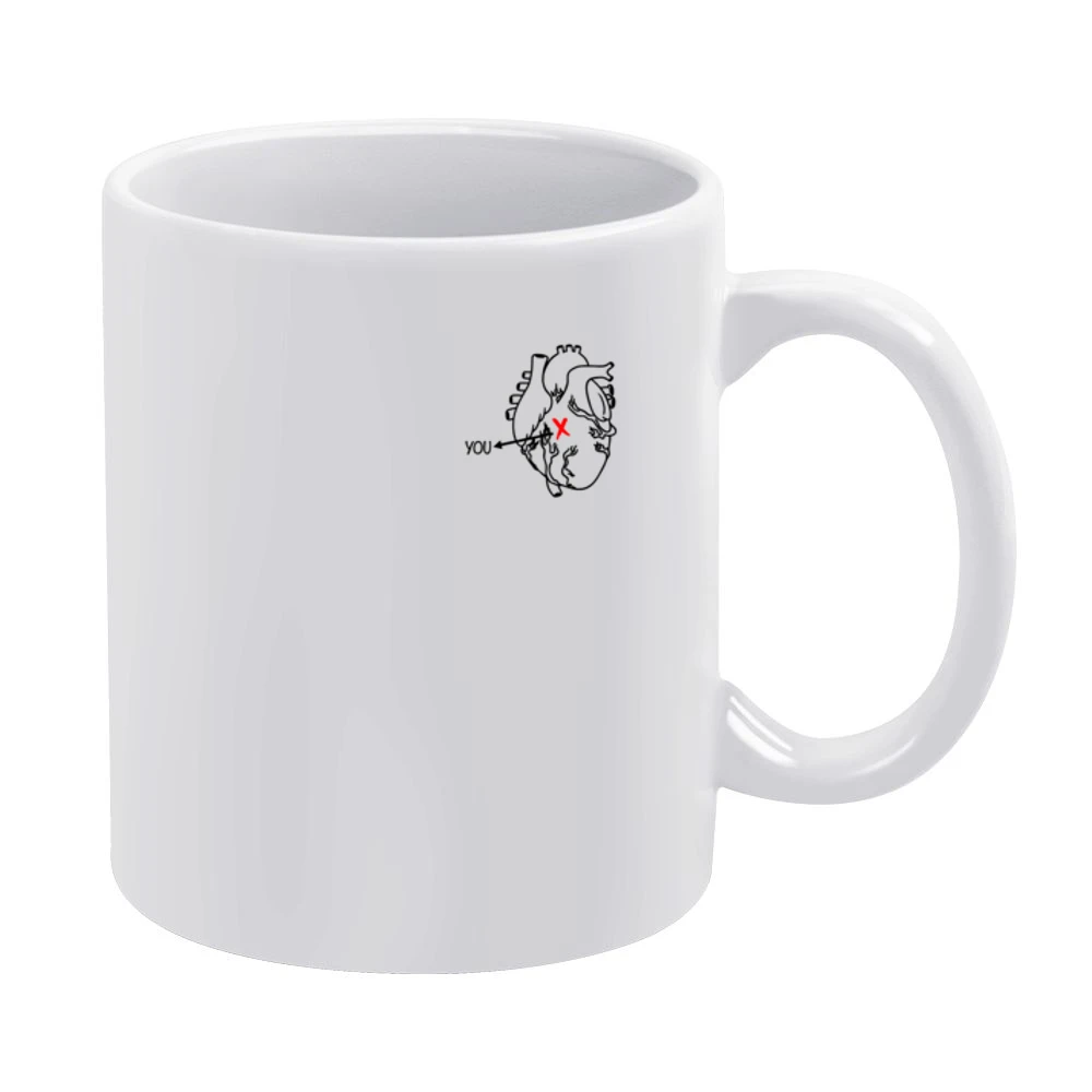 X Marks The Spot Love You Cute Little Anatomical Heart Fun Grunge Grap White Mug