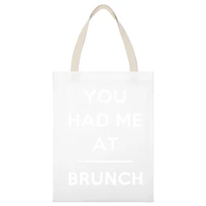 You Had Me At Brunch Funny Food Lover Popular Graphic White Canvas Tote Shopping Bag