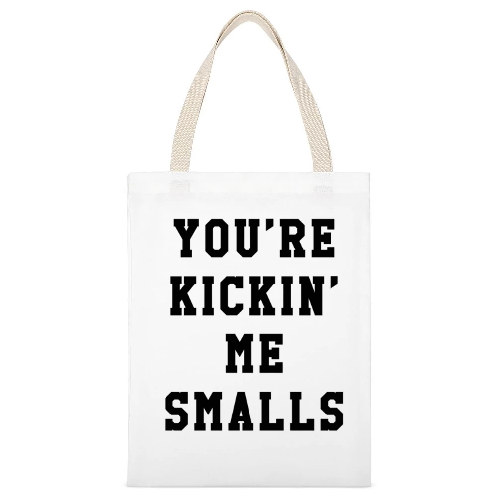 Your Are Kickin Me Smalls Funny Pregnancy Maternity Baby Graphic T Shi White Canvas Tote Shopping Bag