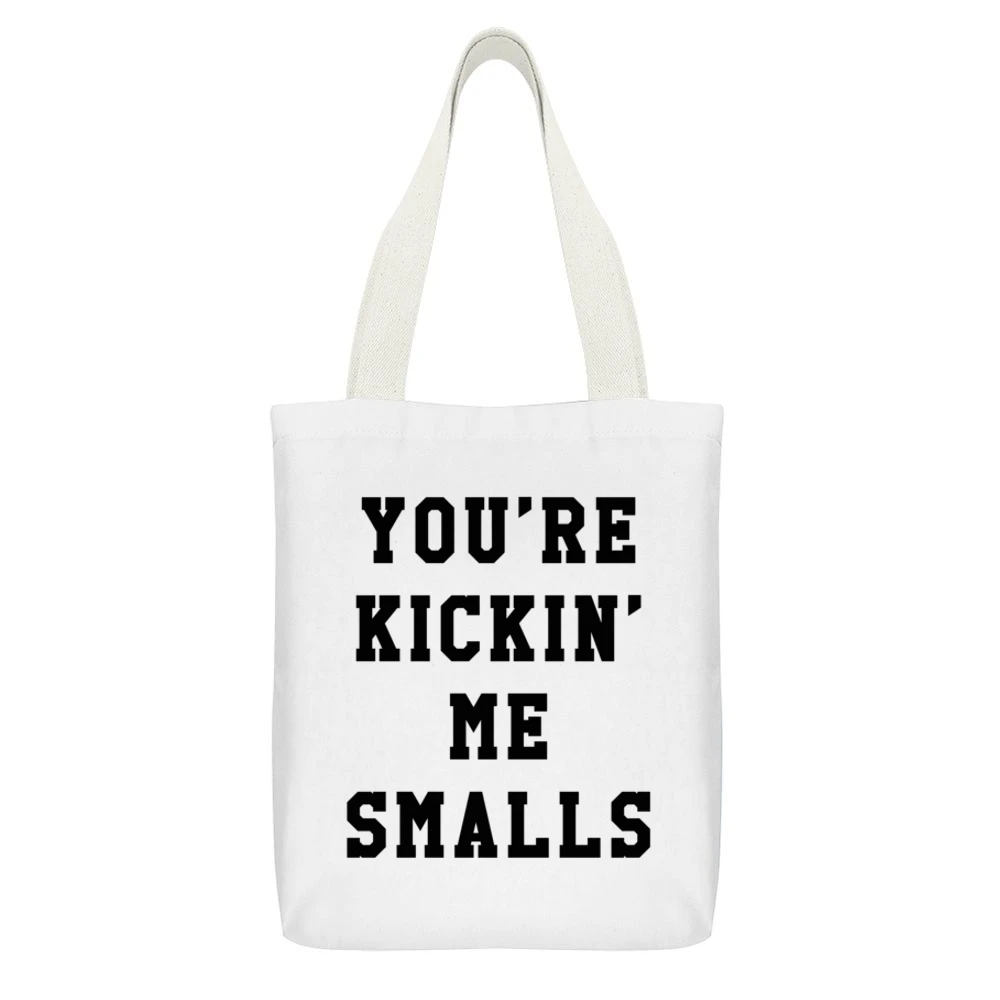 Your Are Kickin Me Smalls Funny Pregnancy Maternity Baby Graphic T Shi White Canvas Tote Shopping Bag With Interior Pocket