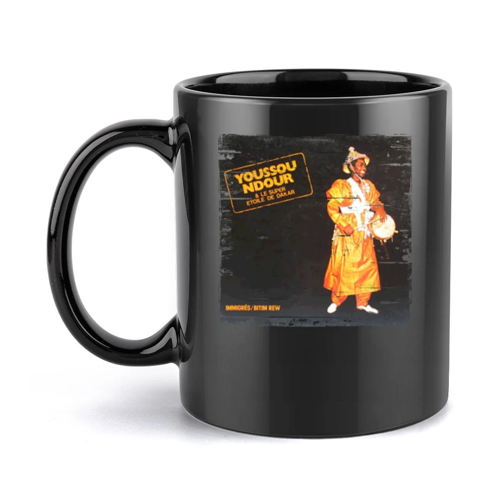 Youssou Ndour Immigres Album Cover Distressed Image Black Mug