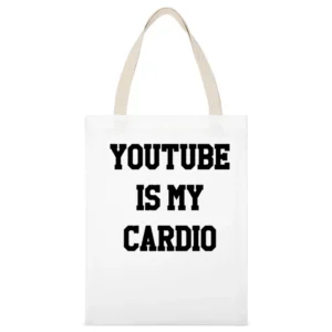 Youtube Is My Cardio Funny Binge Watch Video Graphic White Canvas Tote Shopping Bag