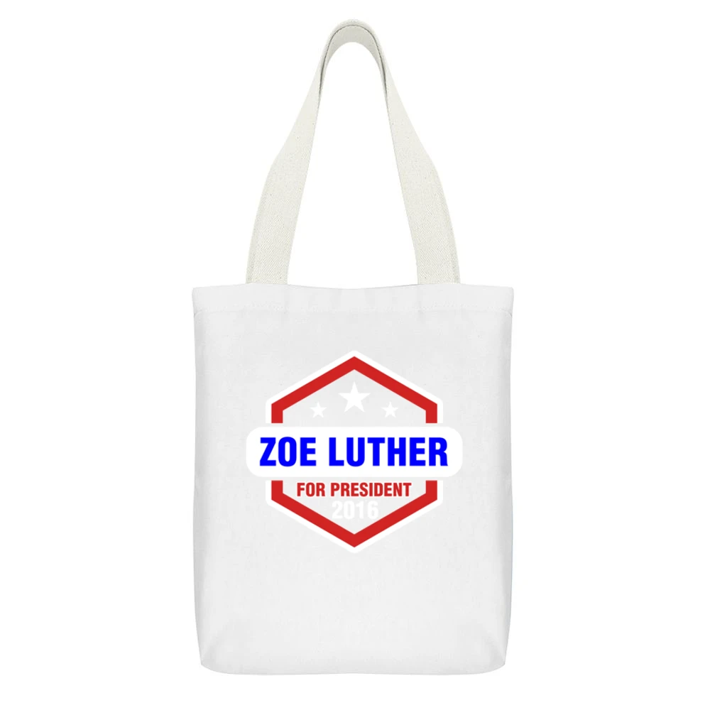 Zapp Brannigan For President 2016 Futurama TV Show White Canvas Tote Shopping Bag With Interior Pocket