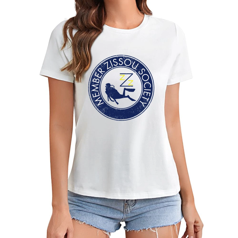 Zissou Society Member Life Aquatics Wes Anderson Comedy Movie Fan Vint Asian Size Women Ladies T-shirt