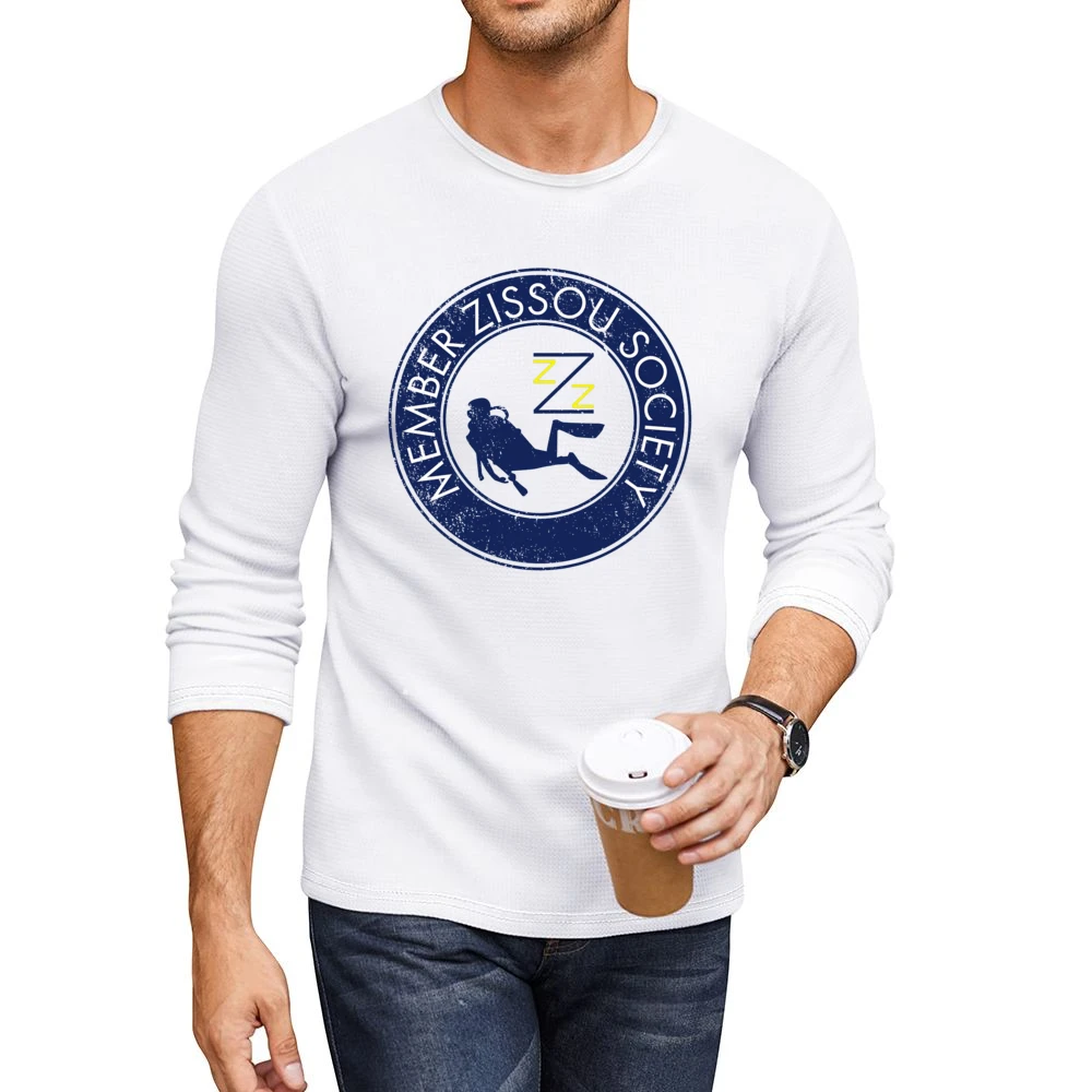 Zissou Society Member Life Aquatics Wes Anderson Comedy Movie Fan Vint Men CrewNeck Long Sleeve T-Shirt