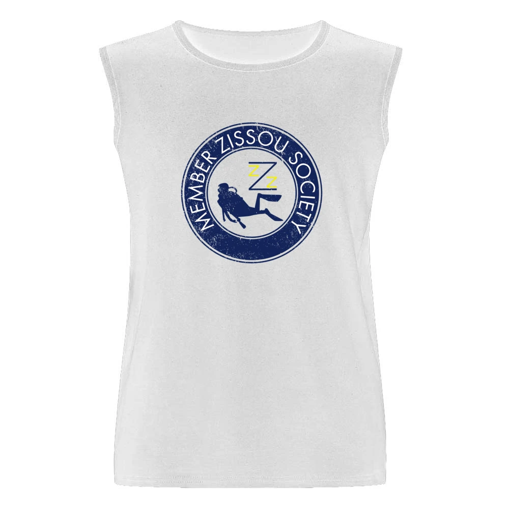 Zissou Society Member Life Aquatics Wes Anderson Comedy Movie Fan Vint Men Sleeveless T-Shirt