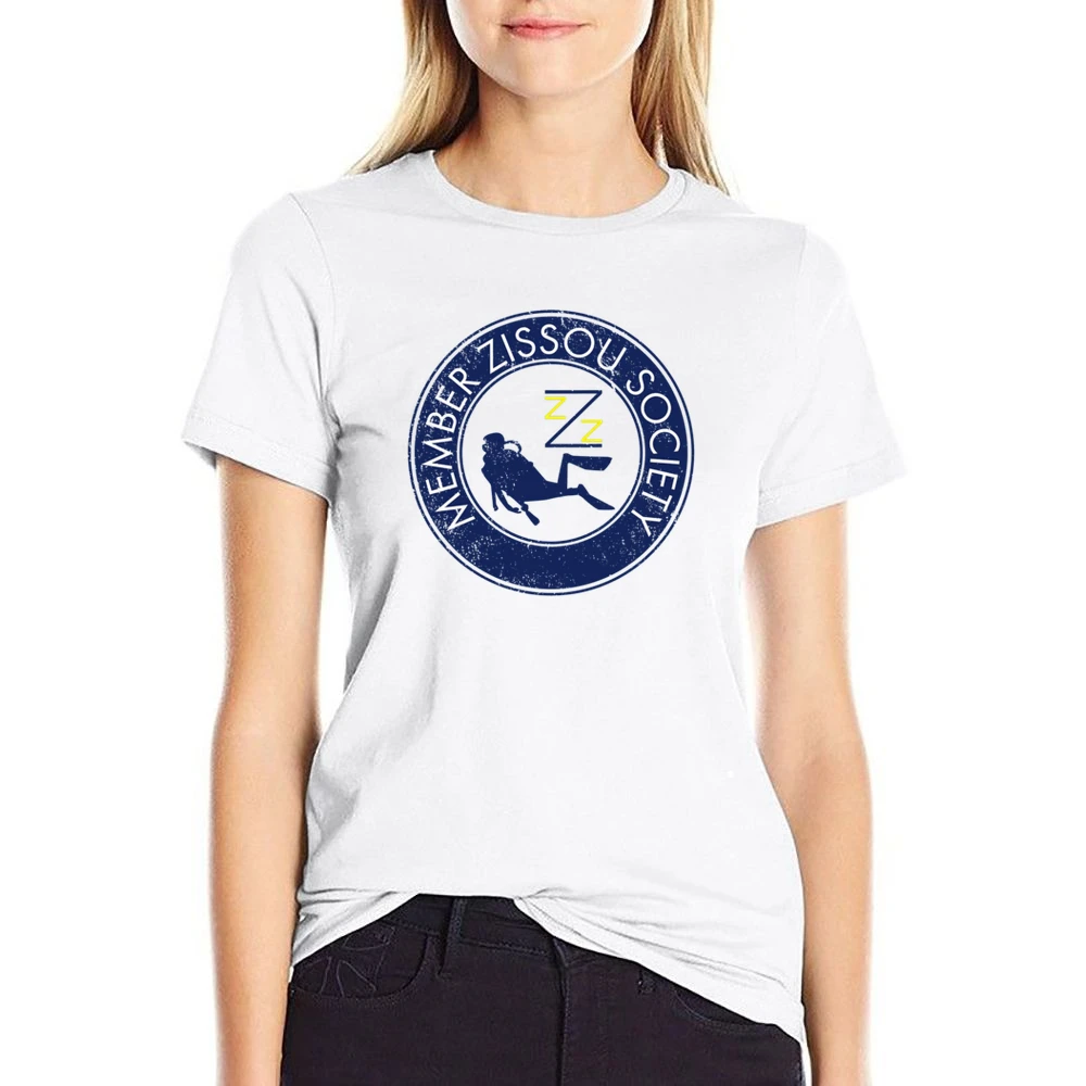 Zissou Society Member Life Aquatics Wes Anderson Comedy Movie Fan Vint US Size Women Ladies T-shirt