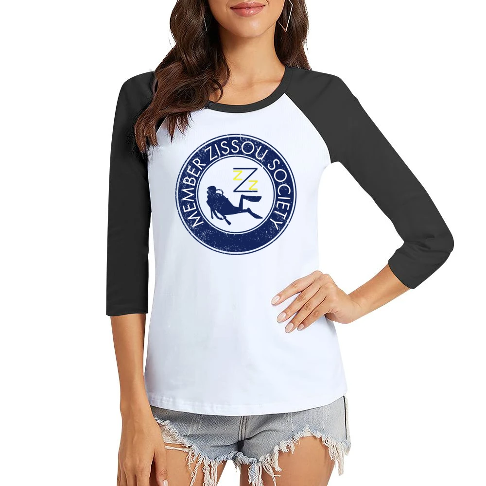 Zissou Society Member Life Aquatics Wes Anderson Comedy Movie Fan Vint Women Ladies 3-4 Sleeve T-Shirt