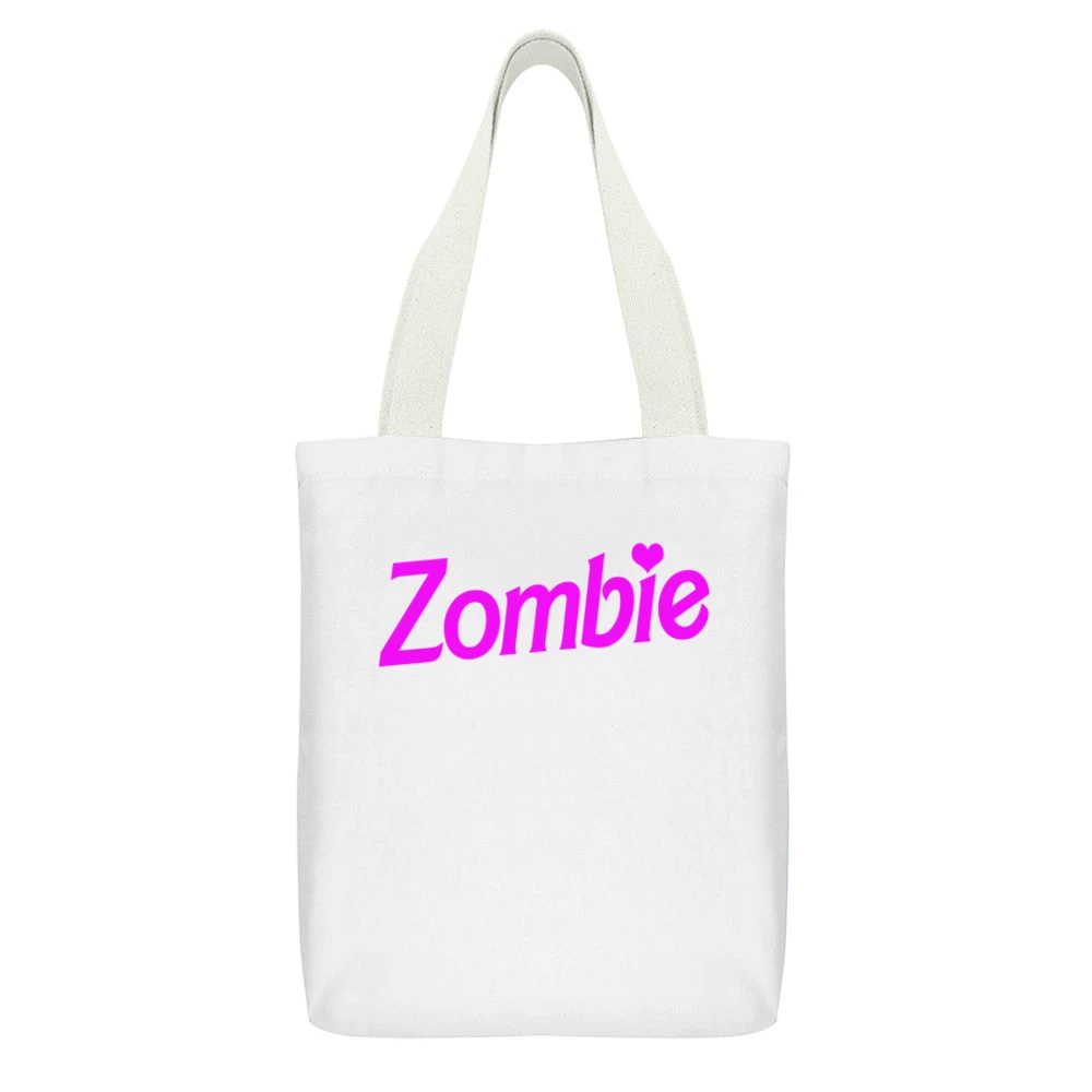 Zombie Fun Halloween Costume Barbie Parody White Canvas Tote Shopping Bag With Interior Pocket