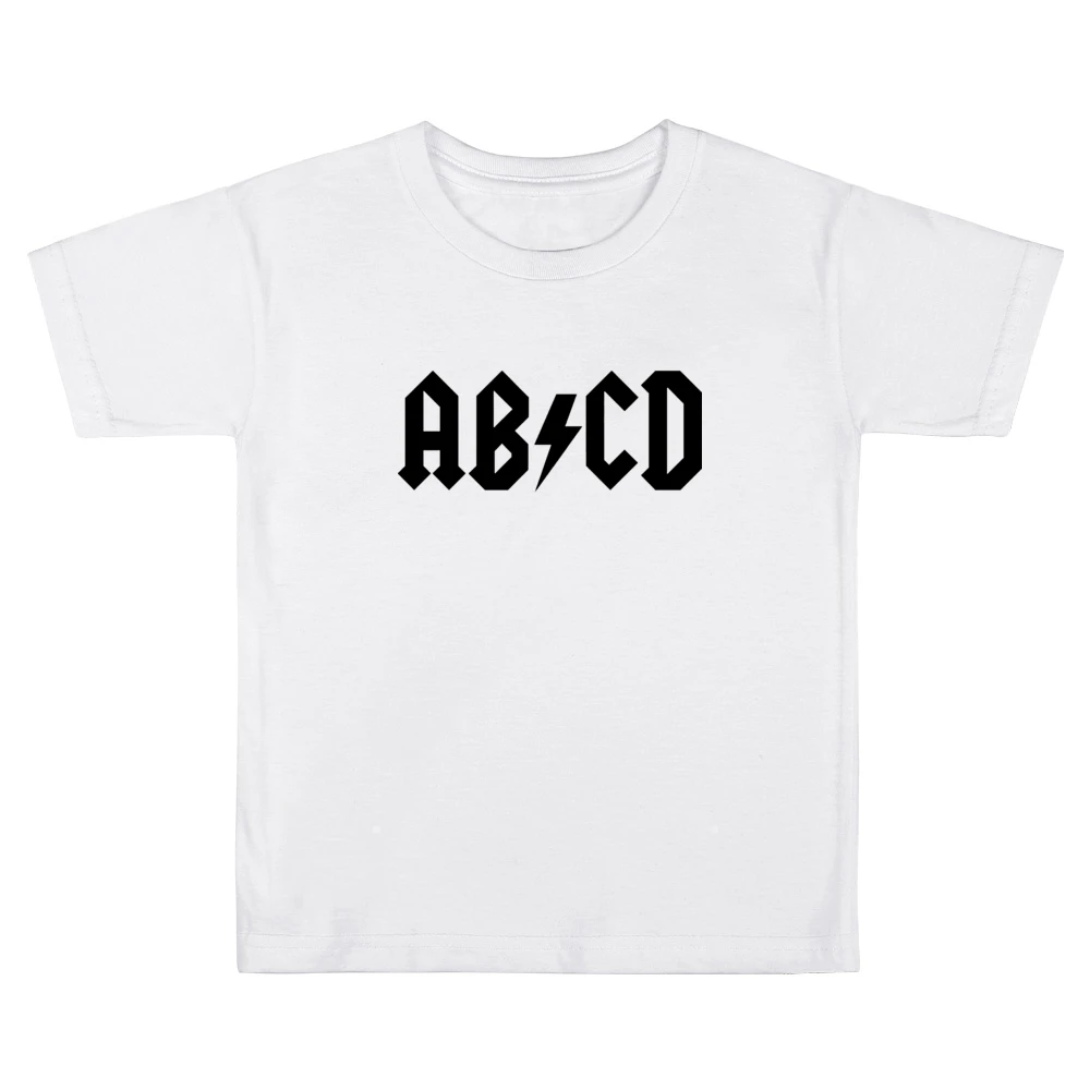 ab cd parody ac-dc black text Kids Boys Girls T-Shirt