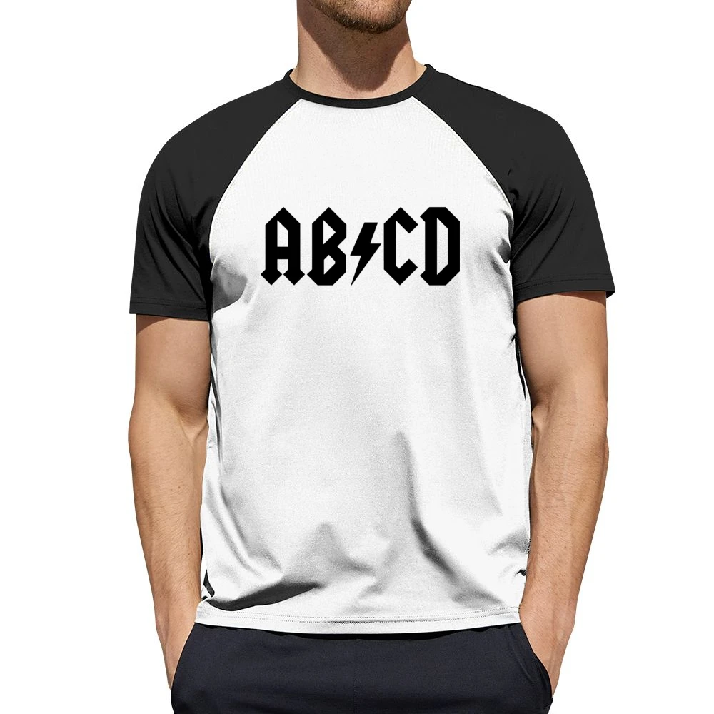 ab cd parody ac-dc black text Men Short Sleeve T-Shirt