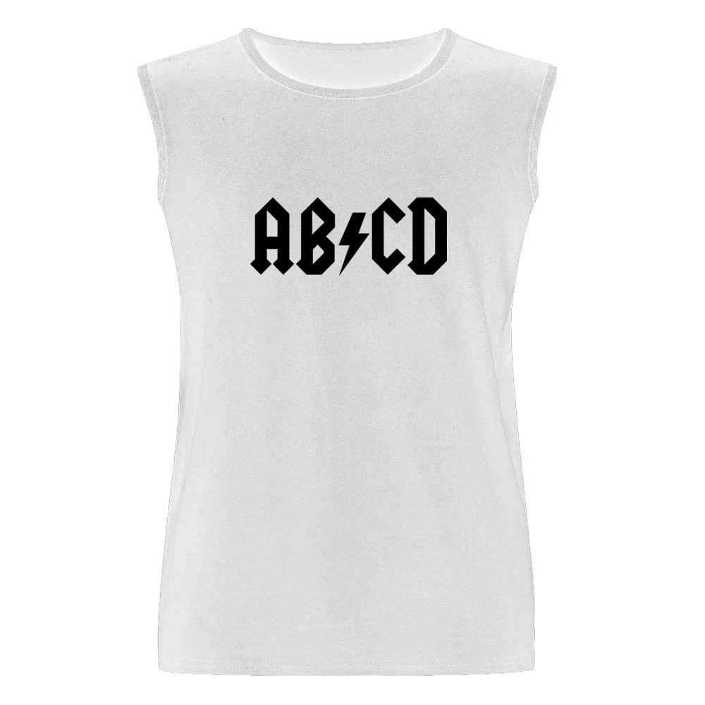 ab cd parody ac-dc black text Men Sleeveless T-Shirt