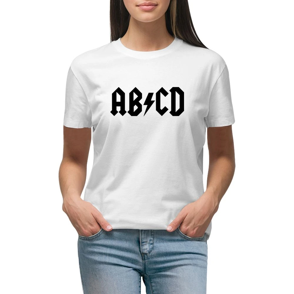 ab cd parody ac-dc black text Premium Women Ladies T-shirt