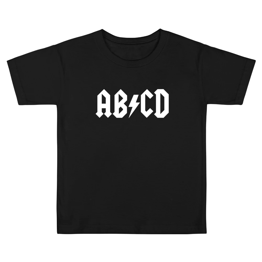 ab cd parody ac-dc white text Kids Boys Girls T-Shirt