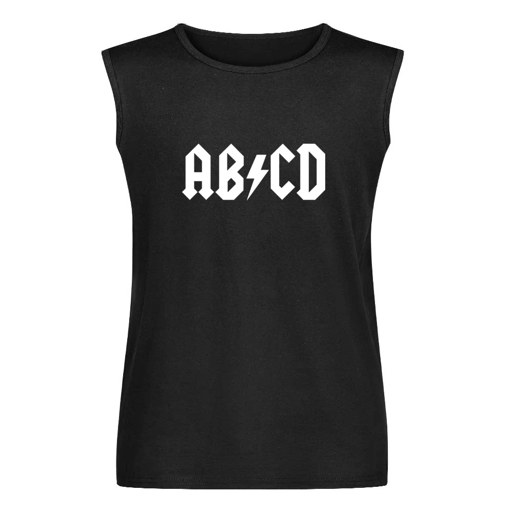 ab cd parody ac-dc white text Men Sleeveless T-Shirt