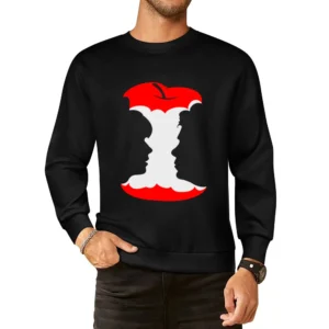 apple bite men and women face - she and him European Size Pullover Sweater