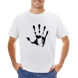 black Hand Print skin finger pattern Asian Size Men T-Shirt
