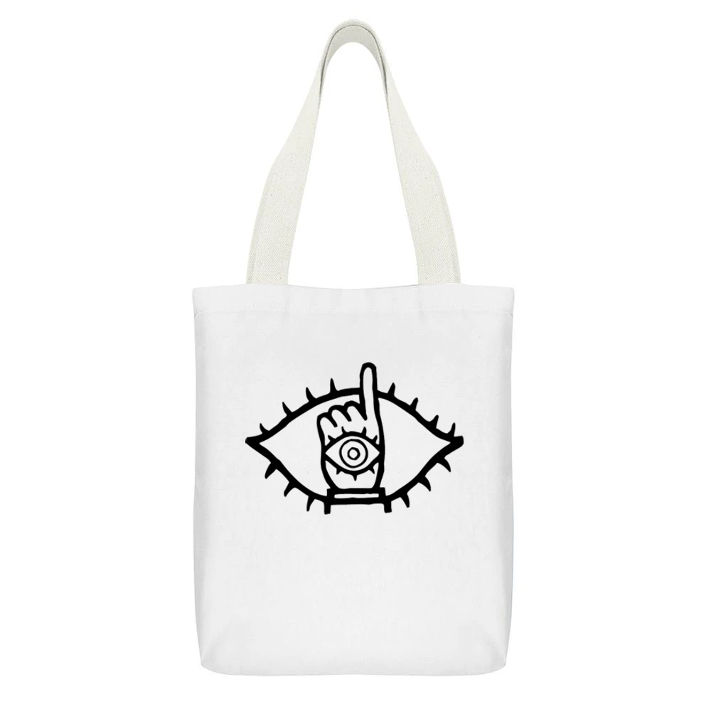 black friend 20th century boys manga White Canvas Tote Shopping Bag With Interior Pocket
