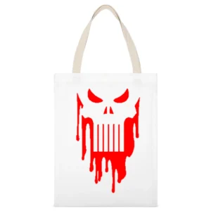bloody pubhiser skull White Canvas Tote Shopping Bag
