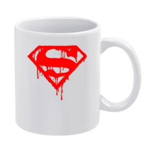 bloody supermen super hero logo White Mug