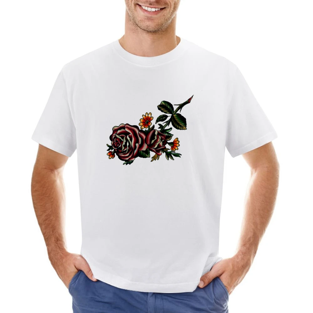 flower red rose blooming Asian Size Men T-Shirt