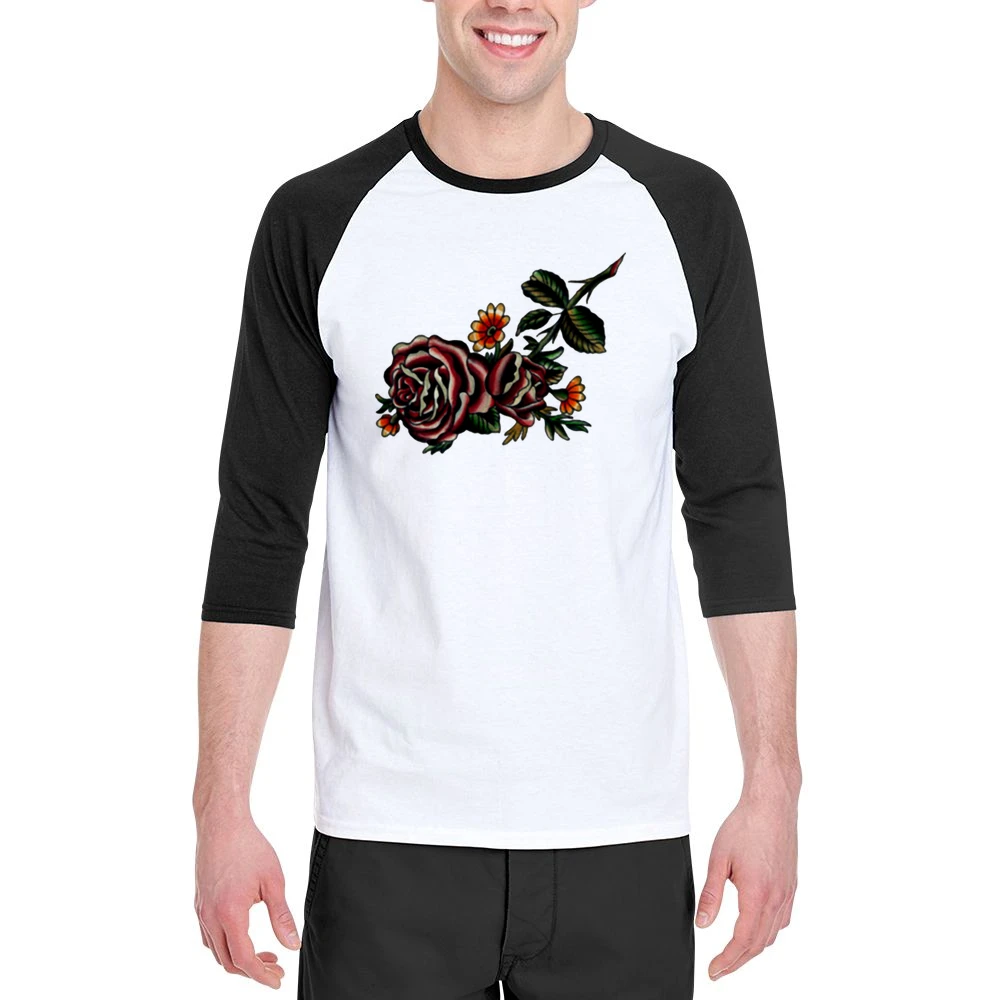 flower red rose blooming Men 3/4 Sleeve T-Shirt