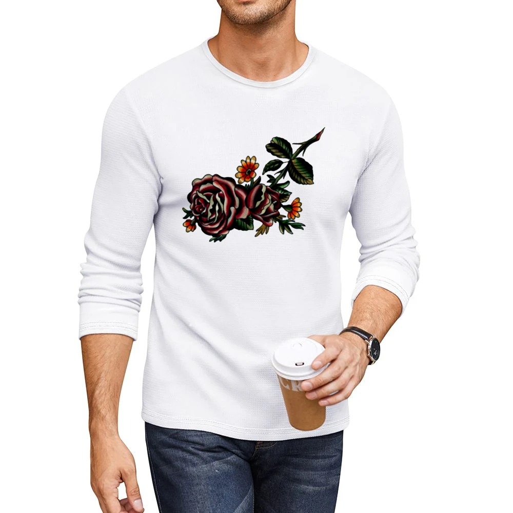 flower red rose blooming Men CrewNeck Long Sleeve T-Shirt