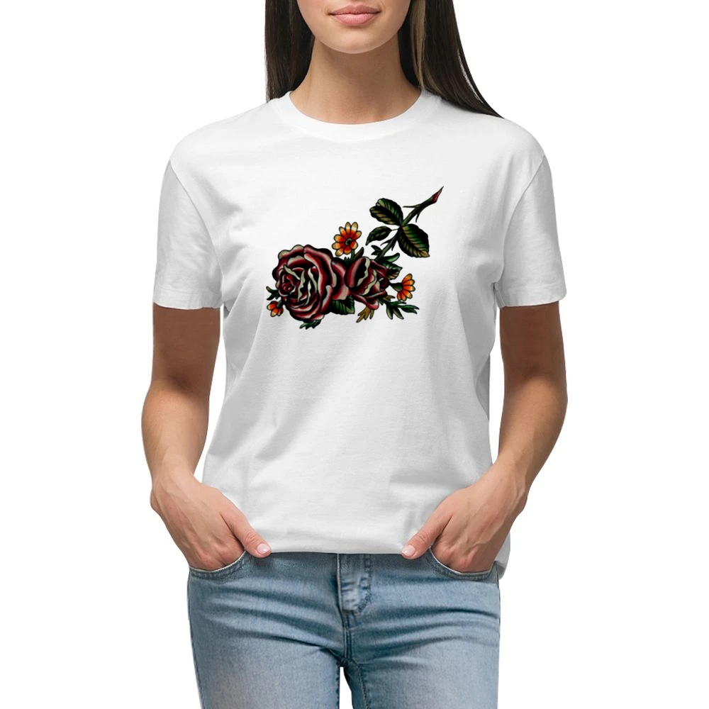 flower red rose blooming Premium Women Ladies T-shirt